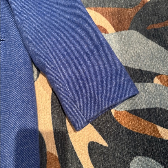 EUC Ann Taylor Loft long Coat jacket cobalt blue twill size Medium - Picture 5 of 8